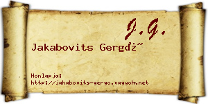 Jakabovits Gergő névjegykártya